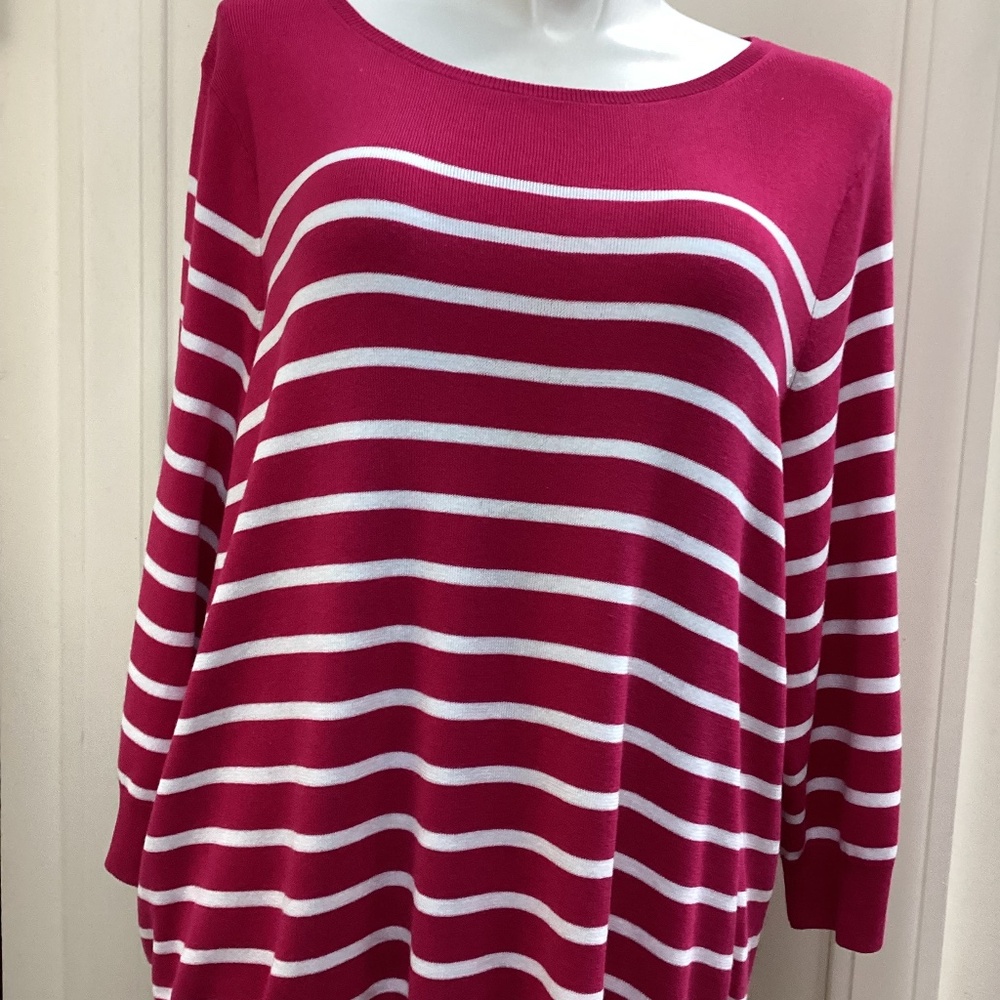 Talbots Striped Sweater Womens 3X Cotton Rayon Nautical Preppy Coastal